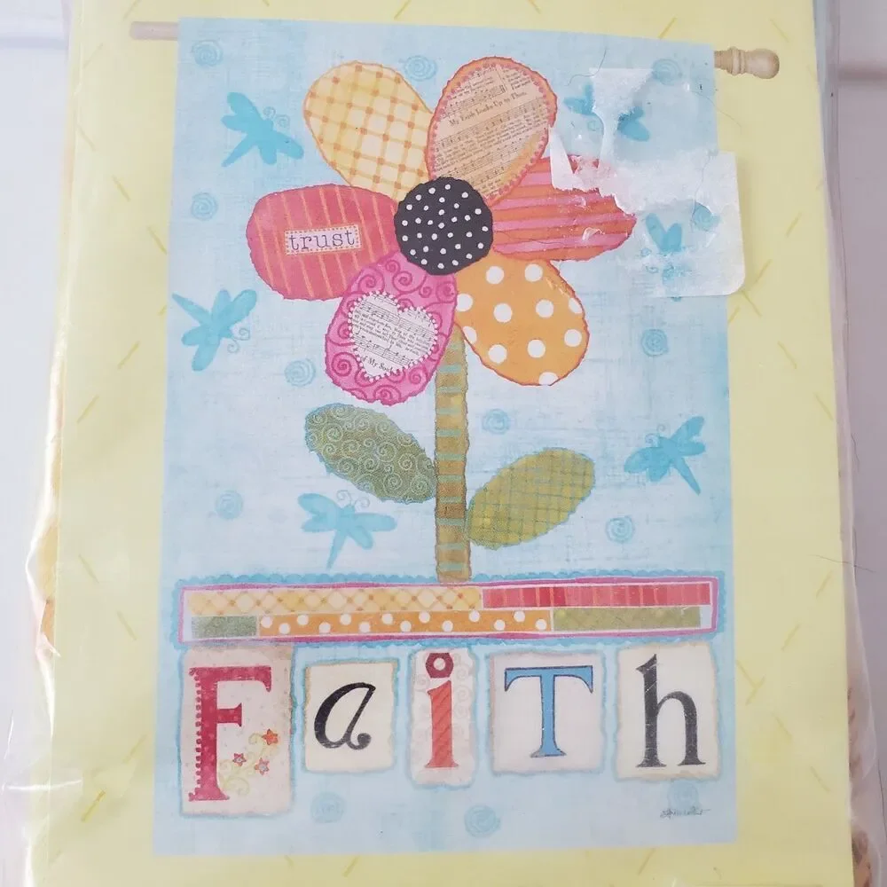 Evergreen Suede Reflections Faith Flower Decorative Double Sided Flag 29 X 43